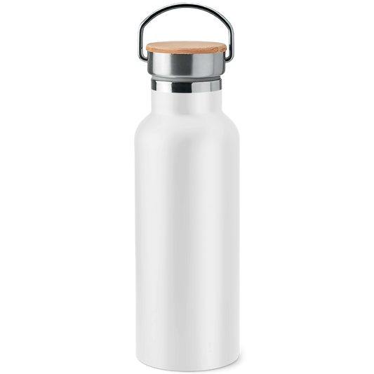 Edelstahl-Trinkflasche mit Bambusdeckel vitamin B