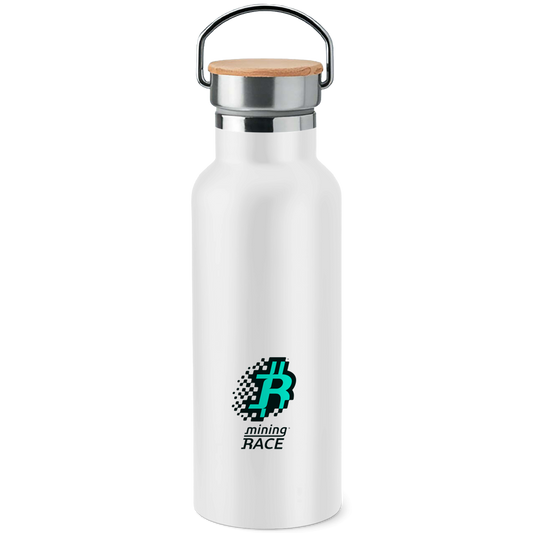 Edelstahl-Trinkflasche mit Bambusdeckel Mining race